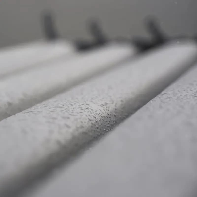 Close-up of powder-coated louvre blades with their water channels