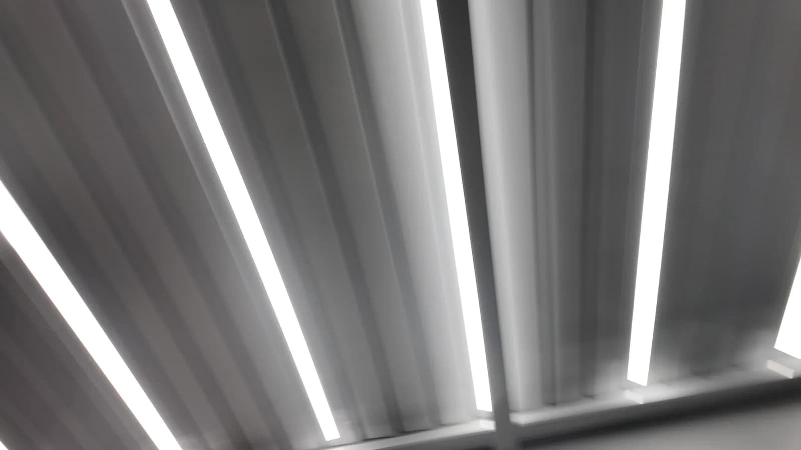 Close-up of LED strips set into the underside of the louvre blades